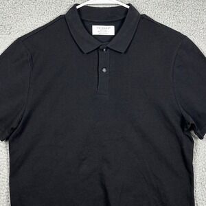NEW Primark Mens Medium Regular Fit Shirt Textured Polo Black Short Sleeve Rugby